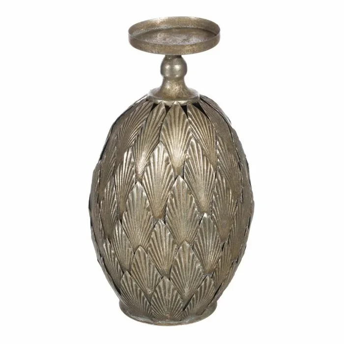 Portavelas 15,5 x 15,5 x 28 cm metal plata