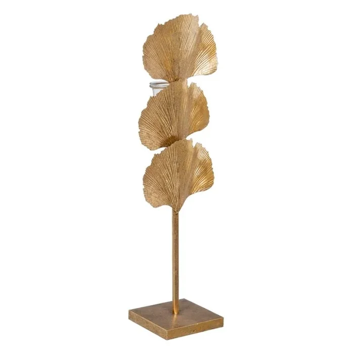 Portavelas 19 x 14 x 63 cm cristal dorado metal