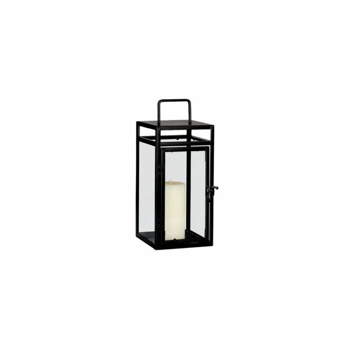 Portavelas alexandra house living negro metal vidrio 5 x 35 x 15 cm