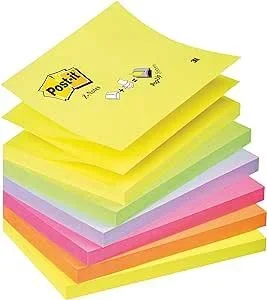 Post-it Z-Notas Super Sticky, Colores Fluorescentes variados, Paquete de 12 Blocs de Notas, 90 Hojas por Bloc, 76 mm x 76 mm – Notas Extra Adhesivas para Listas de Tareas y Recordatorios