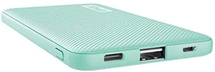 Powerbank universal trust urban primo 5000 turquesa -5000mah – carga por 2 puertos usb-c (15 w) o usb-a (12 w) 23861