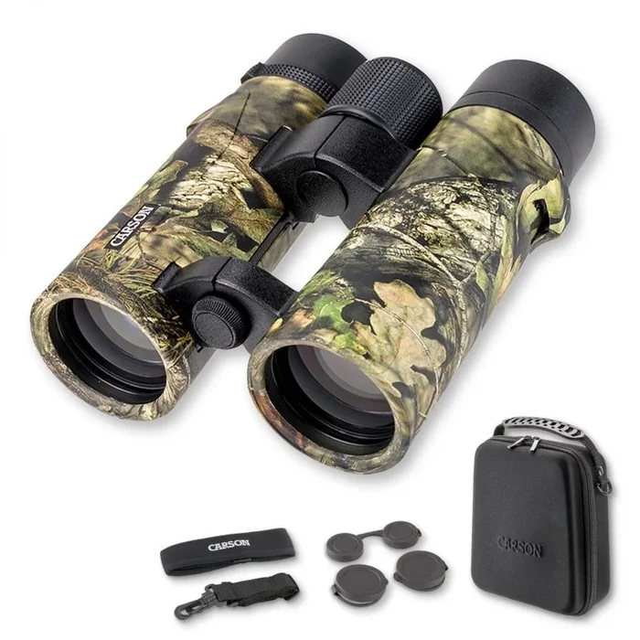 Prismáticos Carson Serie RD 10×42 mm, Prismáticos compactos HD Impermeables de Puente Abierto en Mossy Oak, Prismáticos de Alta Potencia para la observación de Aves (RD-042MO)