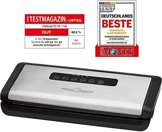 ProfiCook PC-VK 1146 sellador al vacío 800 mbar Negro, Acero inoxidable