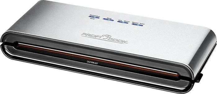 Proficook VK 1080 – Envasadora de alimentos al vacío automático, caudal de 12 litros/m, 0.8 bares, 120 W, color gris y negro