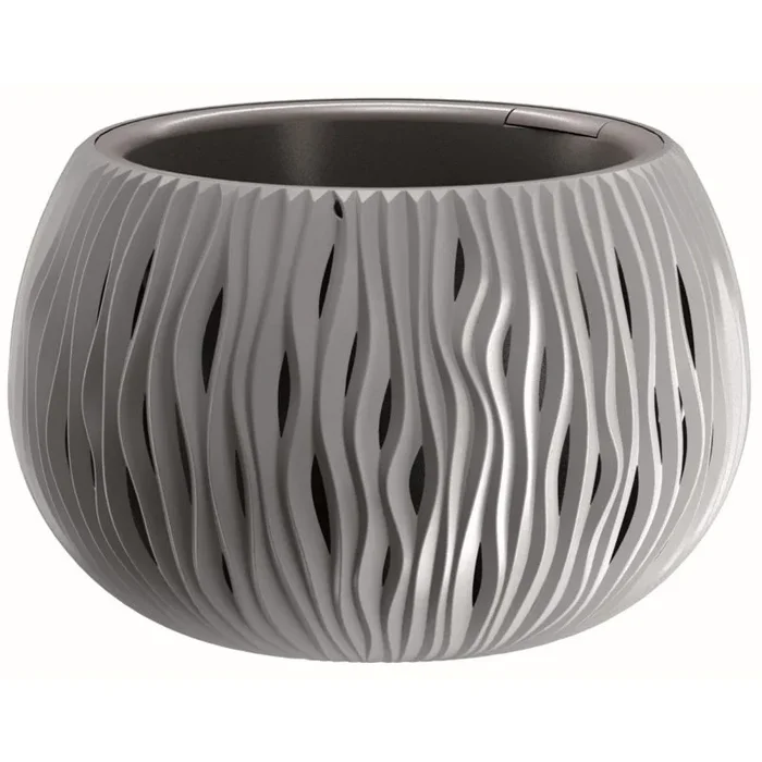 Prosperplast BOWL SANDY de plástico CON depósito en color Gris piedra, 16,1 (alto) x 23,8 (ancho) x 23,8 (profundo) cms