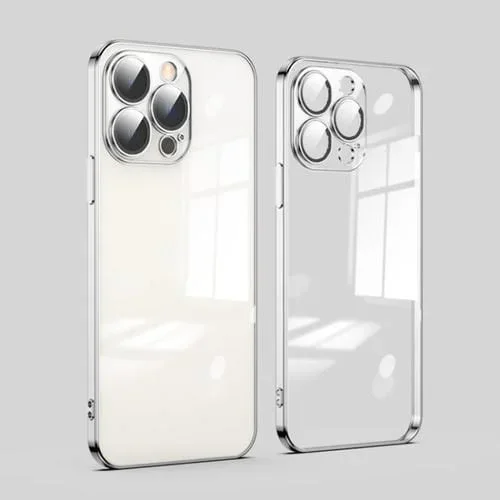 Protección de Lente de Vidrio para iPhone 12 Pro Max a Prueba de Polvo Caja de Teléfono Galvanizada (Plata)