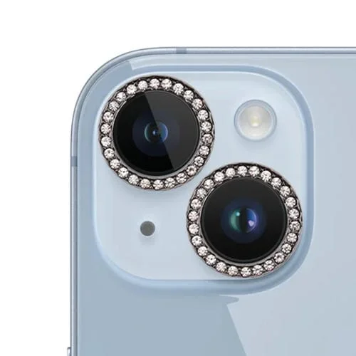 Protector de Lente Cámara para iPhone 14 9H Point Drill Film Circle (Negro)