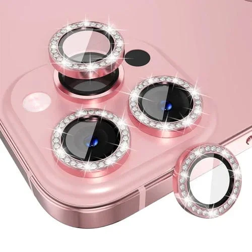 Protector de Lente de Cámara Enkay para iPhone 14 Pro y 14 Pro Max Anillo de Diamante Antirreflectante (Rosa)