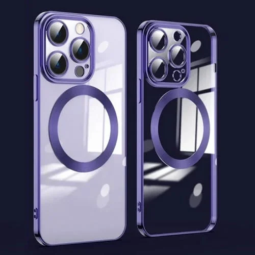 Protector de Lente para iPhone 15 Pro Magsafe Estuche Galvanizado (Púrpura Oscuro)