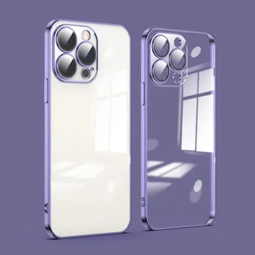 Protector de Lente Vidrio para iPhone 12 Pro Max Protección a Prueba de Polvo Caja de Teléfono Galvanoplastia (Púrpura)