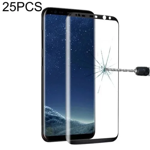Protector de Pantalla Cristal Templado Galaxy S8 G9500 Pantalla Completa (Negro) 25 Piezas