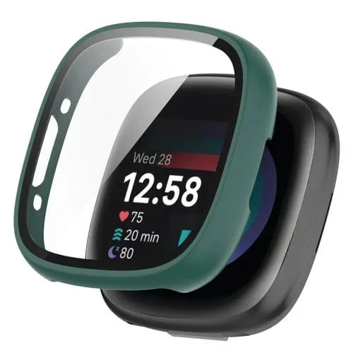 Protector de Pantalla + Funda para Fitbit Versa 4 con Película Endurecida (Verde)