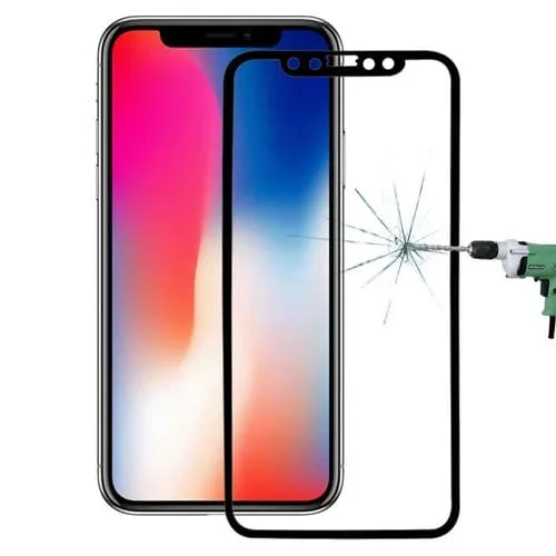 Protector de Pantalla iPhone X Vidrio Templado 3D 9H Fibra de Carbono (Negro)