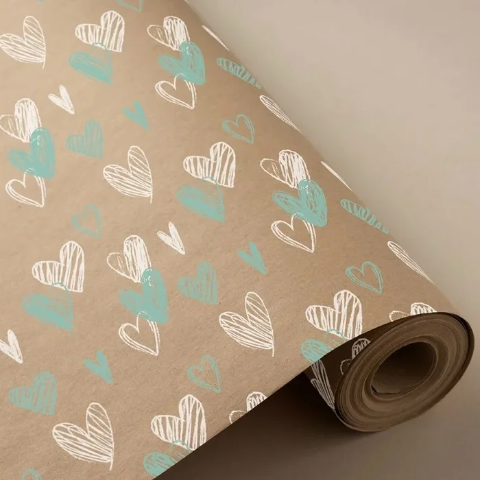 Provisional *bobina papel regalo 62 cm 95 mts. corazones eco kraft