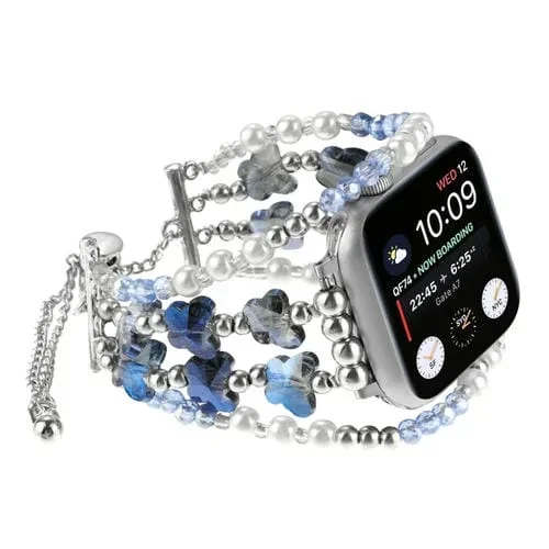 Pulsera de Cadena de Mariposa para Apple Watch Se 2023 40mm Correa de Metal (Azul)