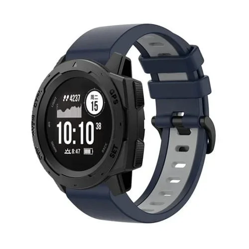 Pulsera deportiva silicona para Garmin Instinct 2 22mm dos colores (Azul Oscuro+Gris)