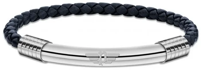 Pulsera hombre Police | Acero inoxidable plateado y cuero azul | PEAGB2211503
