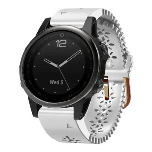 Pulsera silicona 20mm para Garmin Fenix 5S con punzón de encaje (Blanco)