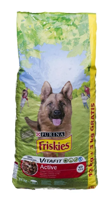 Purina friskies active con carne de res, comida para perros 15 kg
