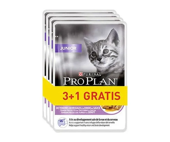 Purina pro plan junior turkey – comida húmeda para gatos – 85g 3+1