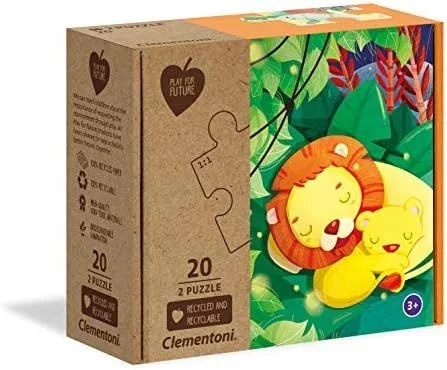 Puzzle eco doble 2×20 piezas animales todos juntos