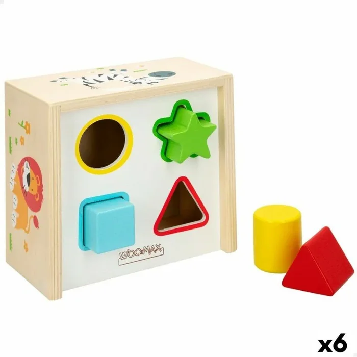 Puzzle infantil de madera woomax formas 13,5 x 7,5 x 13 cm (6 unidades)