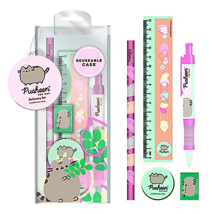 Pyramid International Pusheen/Hello Kitty – Juego de papelería (diseño botánico), 8,5 x 1,5 x 21 cm, producto oficial