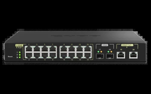 QNAP QSW-M2116P-2T2S switch Gestionado L2 2.5G Ethernet Energía sobre Ethernet (PoE) Negro