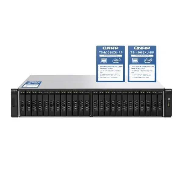 QNAP TS-H3088XU-RP NAS Bastidor (2U) Ethernet Negro, Gris W-1250