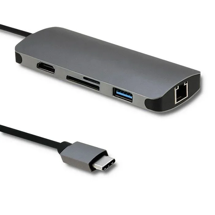 Qoltec 50382 base para portátil y replicador de puertos usb 3.2 gen 1 (3.1 gen 1) type-c gris