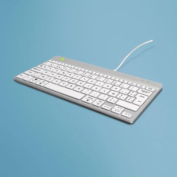 R-Go Tools Teclado ergonómico R-Go Compact Break, teclado compacto con software de pausa, AZERTY (BE), cableado, blanco