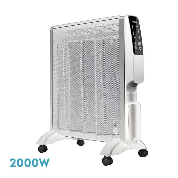 Radiador de mica abrigo 2000w 4elem blanco/plata remoto 2potencias antivuelco temporiz.display 61,5x56x26,5 cm