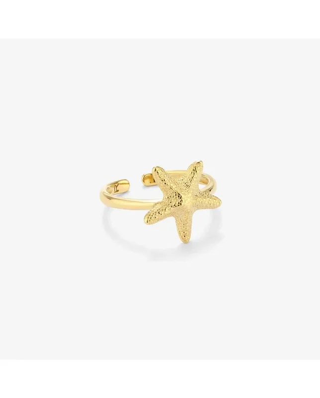 Radiant – Colección Starfish- Anillo Gold para Mujeres, de Plata bañado en Oro de 24 quilates. Con motivo marino. Diseño elegante y sofisticado.