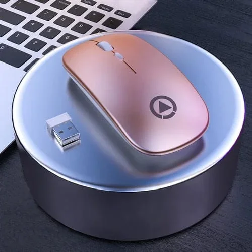 Ratón Inalámbrico Yindiao A2 2.4Ghz 1600Dpi 3 Modos Silencioso Ajustable Alimentado Por Batería (Oro Rosa)
