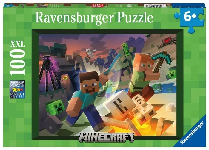 Ravensburger – Puzzles XXL Minecraft | Puzzle 6 Años O Más | Regalo Niño 6 Años O Más De 100 Piezas | Rompecabezas Niños De 36 X 49 Cm | Ravensburger Puzzle