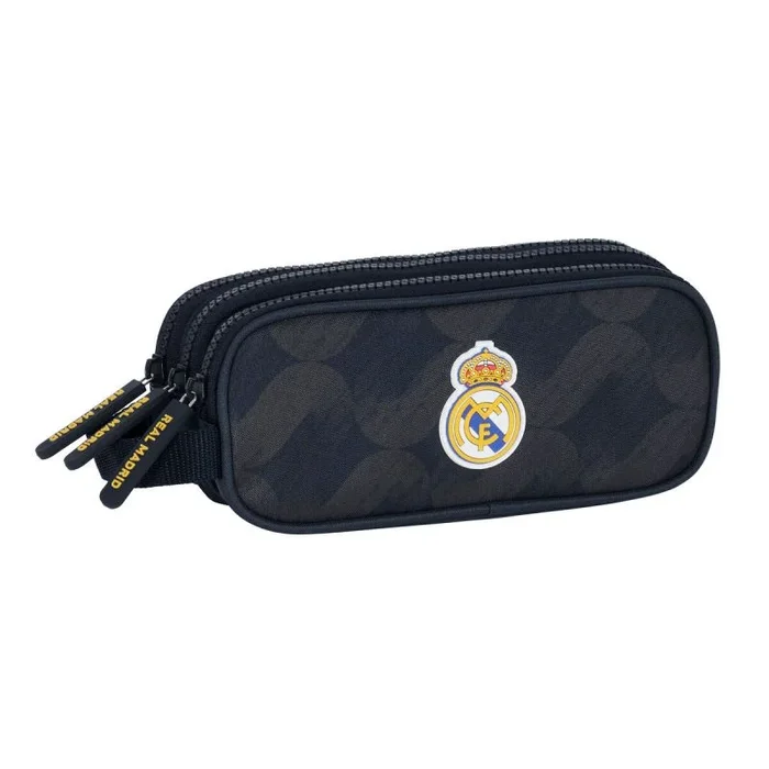 REAL MADRID 2ª EQUIPACIÓN 23/24 – Estuche Triple Cremallera, Estuche Infantil, Estuche Niño, Ideal para Niños de 5 a 14 Años, Cómodo y Versátil, Calidad y Resistencia, 21x7x8.5 cm, Color Azul Marino