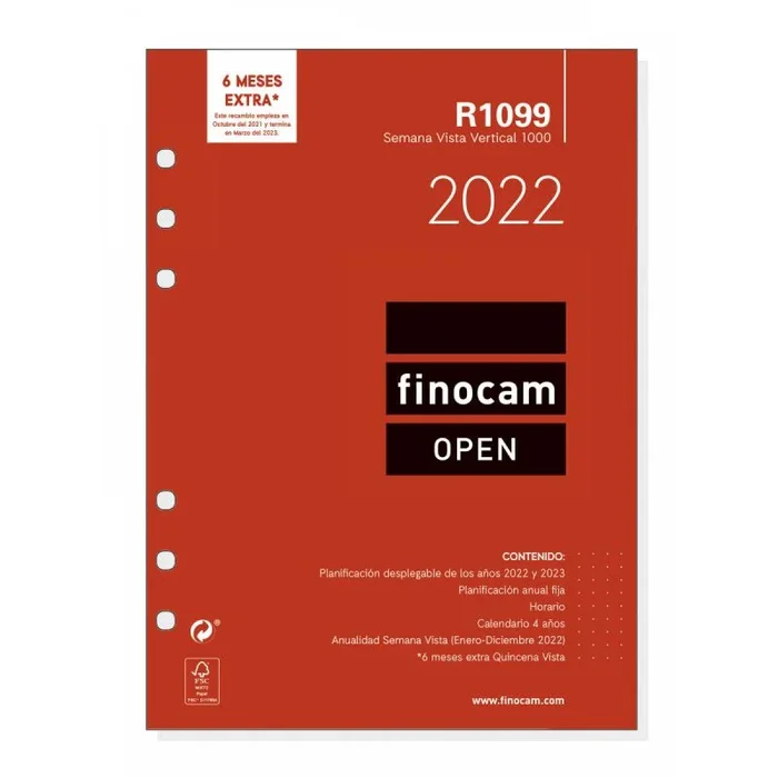 Recambio 2022 anualidad r1099 agenda anillas open 1000 semana vista finocam 711520022