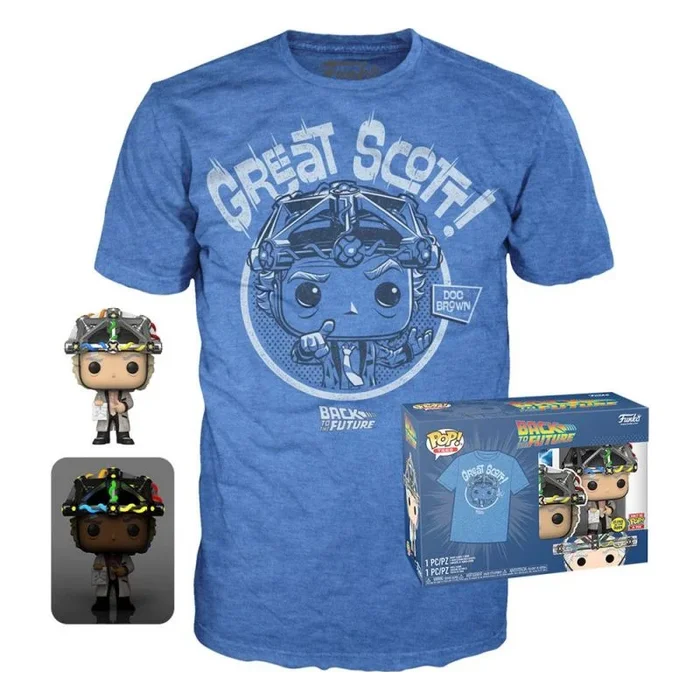 Regreso al futuro pop! & tee set de minifigura y camiseta doc with helmet talla xl