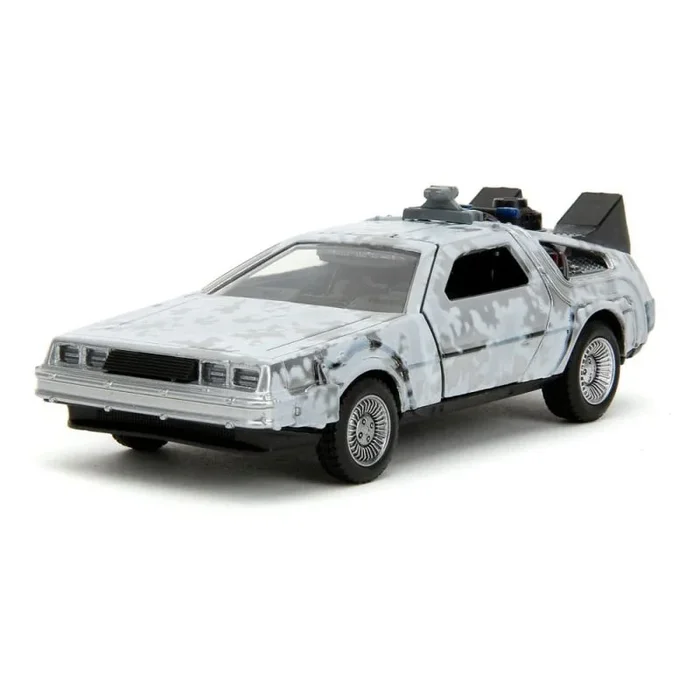 Regreso al futuro réplica vehículo diecast model hollywood rides 1/32 delorean time machine frost