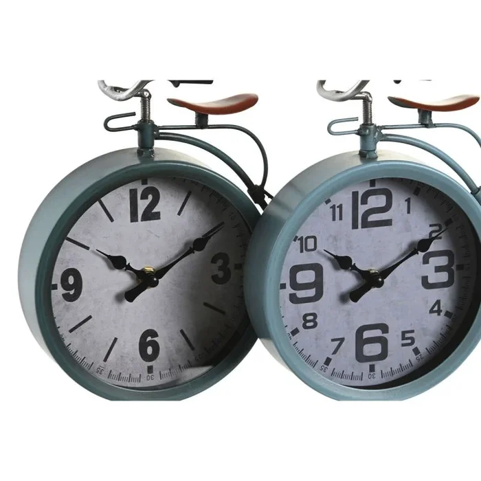 Reloj de mesa dkd home decor azul verde bicicleta vintage (2 unidades)