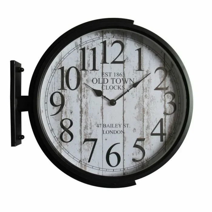 Reloj de pared dkd home decor cristal negro dorado hierro loft (1) (45 x 6 x 45 cm)