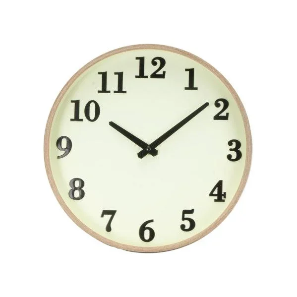 Reloj de pared «Lisbon» Ø30x5cm con agujas de movimiento continuo color madera y vainilla (pila AA no incluida)