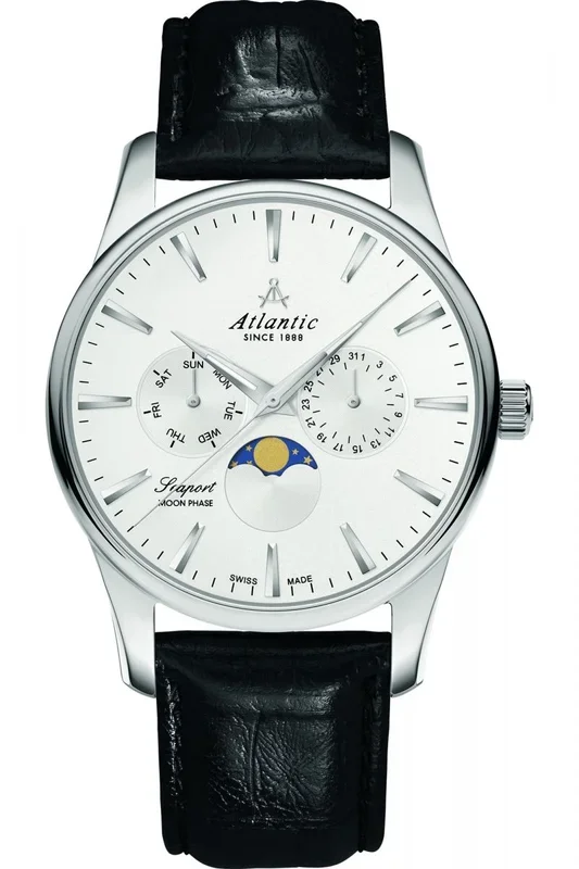 Reloj de pulsera Atlantic Seaport – 56550.41.21 correa color: Negro Dial Gris plata Hombre