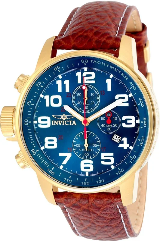 Reloj de pulsera Invicta Invicta I-Force – 3329 correa color: Marrón Dial Metal Azul Hombre