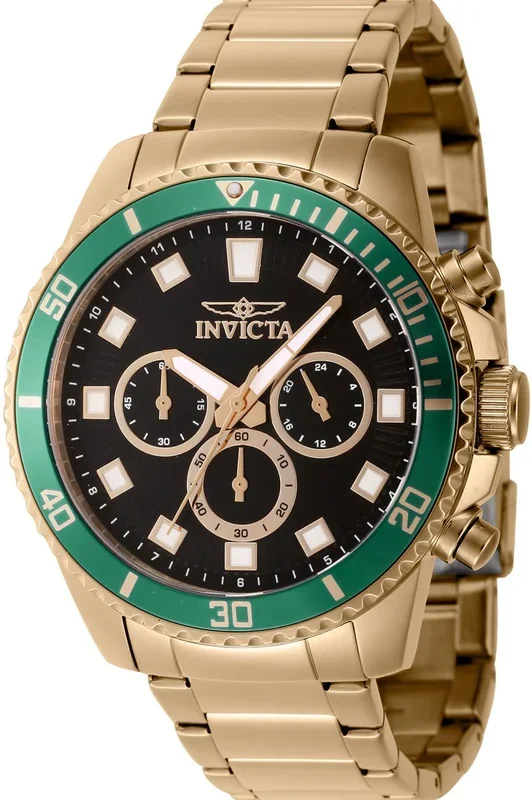 Reloj de pulsera Invicta Pro Diver – 46055 correa color: Oro amarillo Dial Latón Negro Hombre
