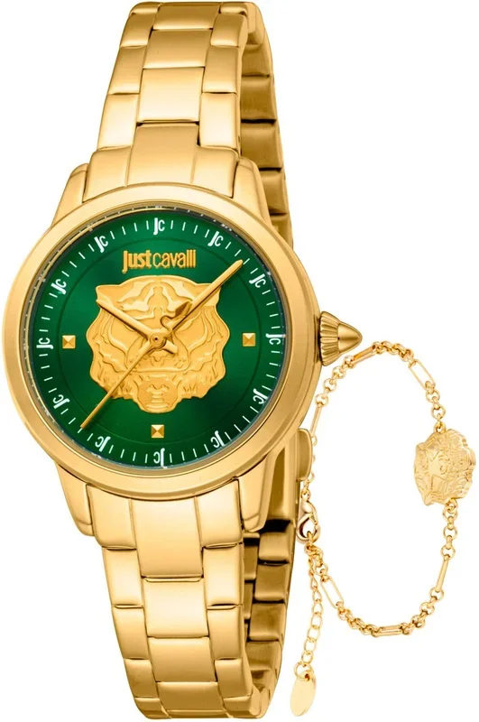 Reloj de pulsera Just Cavalli Just Cavalli SET Dolce – JC1L334M0065 correa color: Oro amarillo Dial Verde botella Mujer