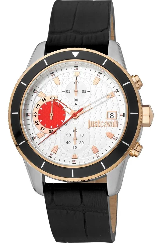 Reloj de pulsera Just Cavalli Relaxed Crono Maglia – JC1G215L0035 correa color: Negro Dial Gris plata Hombre