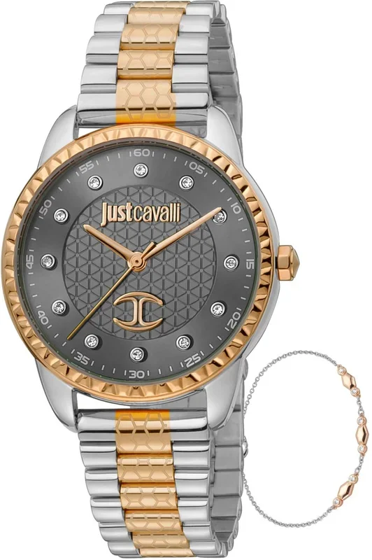 Reloj de pulsera Just Cavalli SET Regali – JC1L176M0095 correa color: Oro rosa Gris plata Dial Gris hierro Hombre