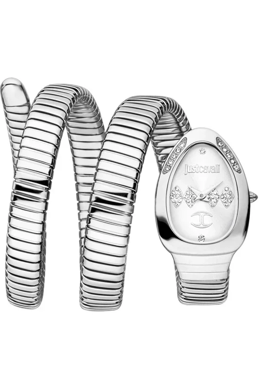 Reloj de pulsera Just Cavalli Signature Snake Vezzoso – JC1L230M0015 correa color: Gris plata Dial Azul noche Hombre
