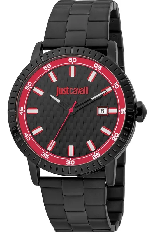 Reloj de pulsera Just Cavalli Young Regolare – JC1G216M0065 correa color: Negro Dial Negro Rojo Hombre